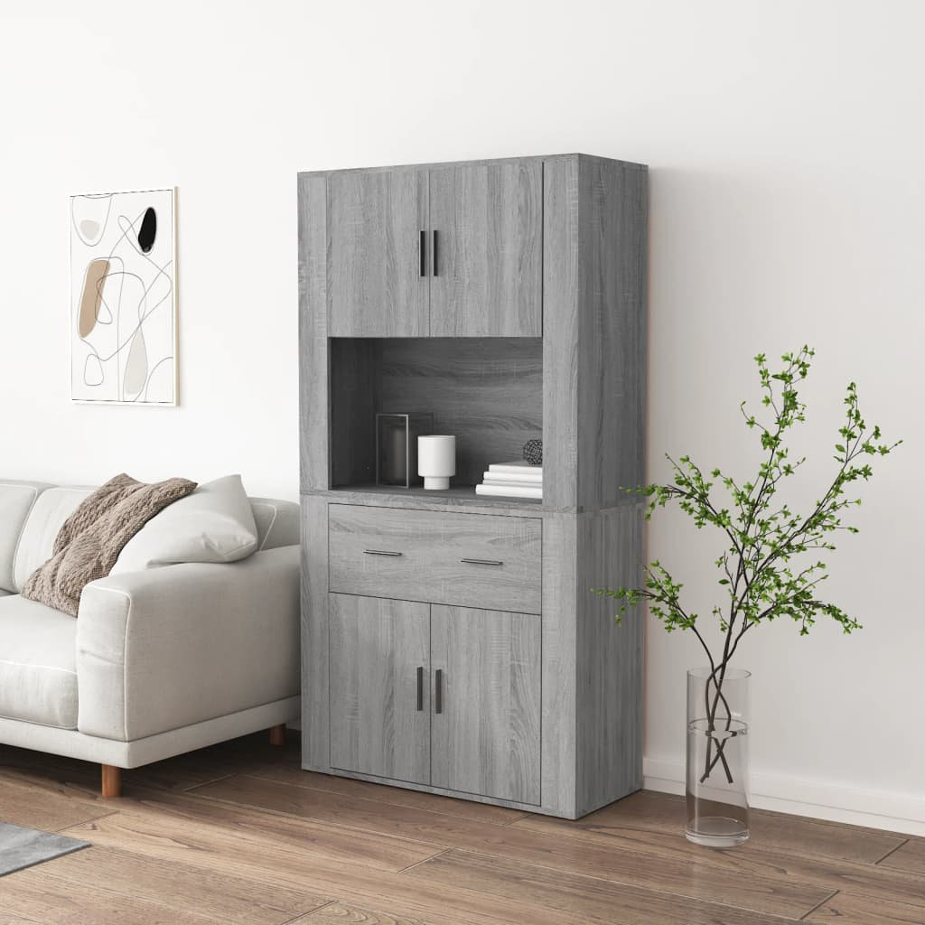 Vidaxl 33 Cm Wide Highboard Light Gray 150cm H X 80cm W X 33cm D